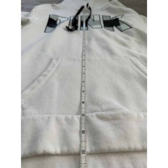Victorias Secret Pink Sherpa Lined White Logo Hoodie Size Small - Picture 6 of 7